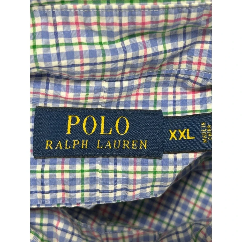 Polo Ralph Lauren Mens XXL‎ 2XL Long Sleeve Button Down Shirt Blue Pink Check